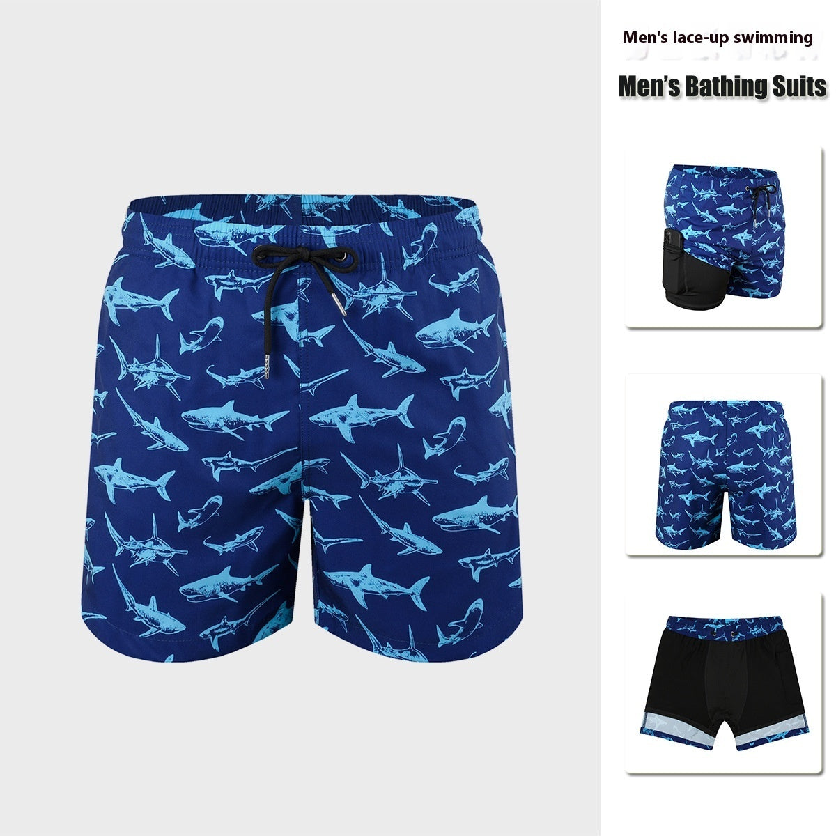 Men's Double-Layer Swimming Trunks | Lined Board Shorts S-XXL