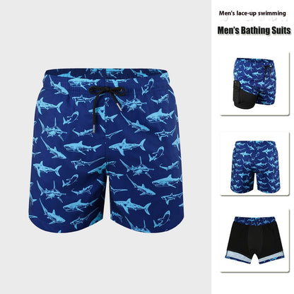 Men's Double-Layer Swimming Trunks | Lined Board Shorts S-XXL
