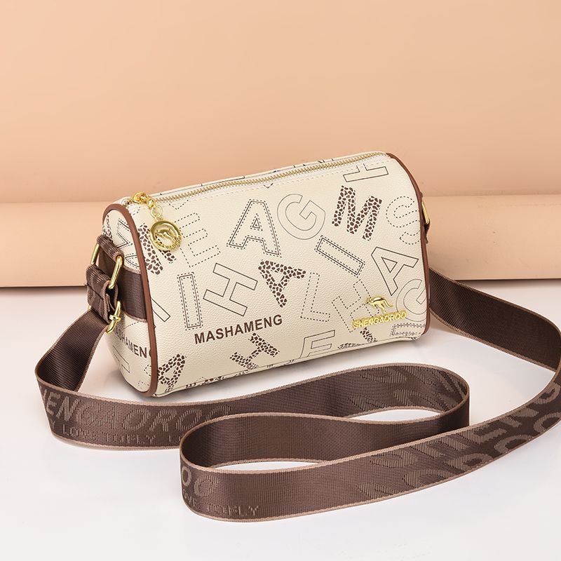 Women's PVC Crossbody Messenger Bag | Brown, White & Yellow