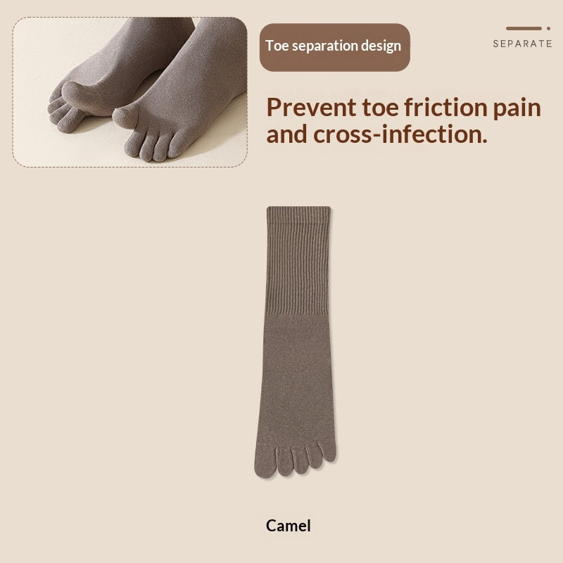 Men's Five-Toe Cotton Socks – Antibacterial Sweat-Absorbent Mid-Calf Toe Socks 7 Colours