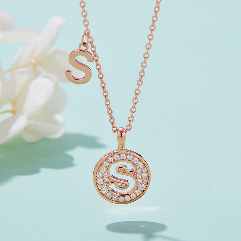 Moissanite Letter S Necklace | Platinum-Plated S925 Silver | GRA Certified