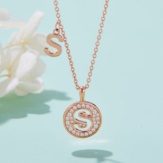 Moissanite Letter S Necklace | Platinum-Plated S925 Silver | GRA Certified