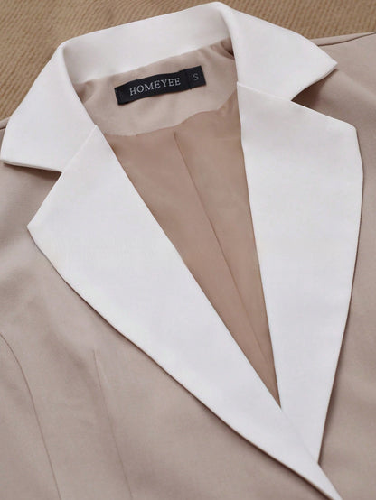 Women's Contrast Button Blazer – Elegant Workwear, Sizes L–4XL