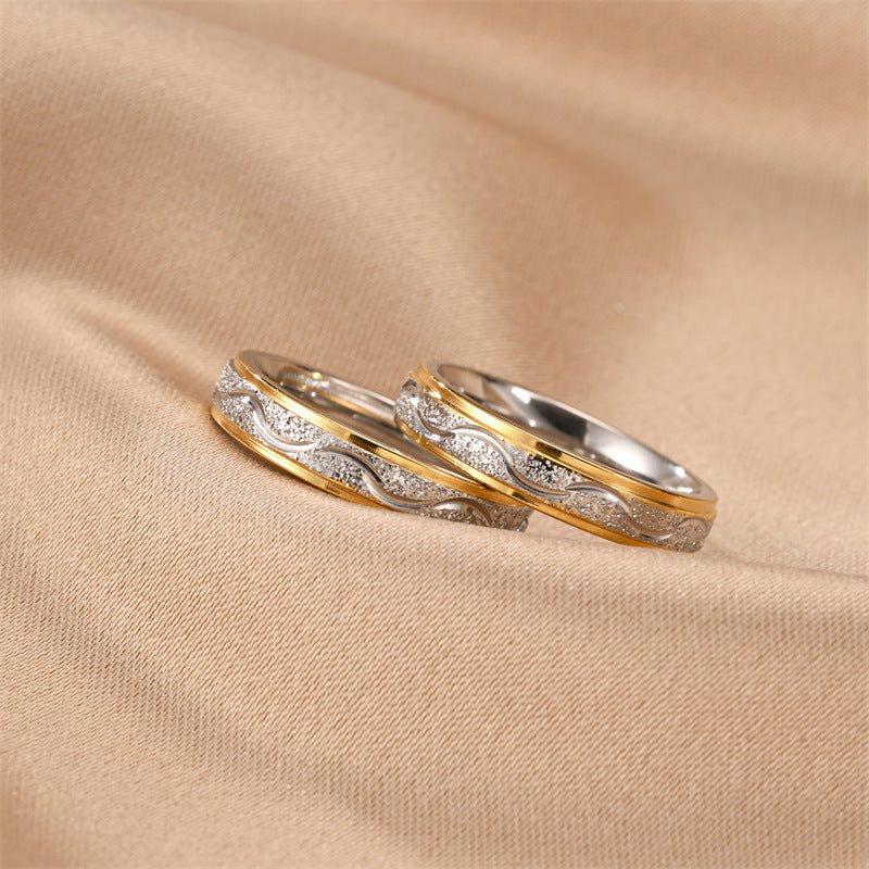 Two-Tone Gold Titanium Steel Ring | Minimalist U-Shape Unisex Ring
