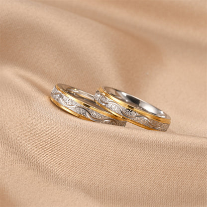 Two-Tone Gold Titanium Steel Ring | Minimalist U-Shape Unisex Ring