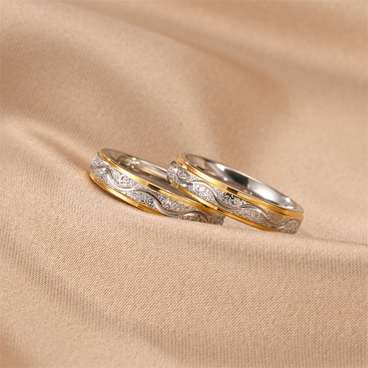 Two-Tone Gold Titanium Steel Ring | Minimalist U-Shape Unisex Ring
