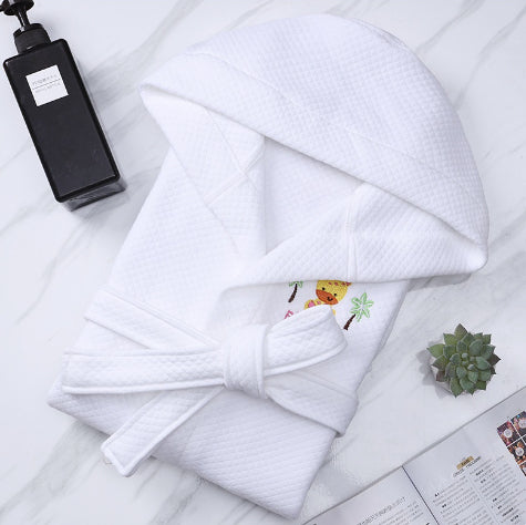 Children's Cotton Bathrobe | Hooded Wearable Towel for Boys & Girls
