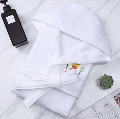 Children's Cotton Bathrobe | Hooded Wearable Towel for Boys & Girls