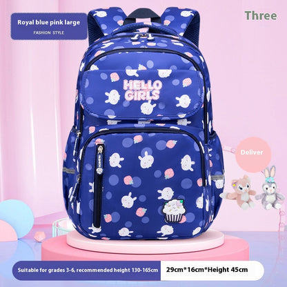Kids' Rabbit Cartoon School Backpack – Spine Protection & Waterproof, Ages 6–12