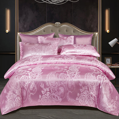 Jacquard Satin Floral Bedding Set – Polyester-Cotton, 9 Colours