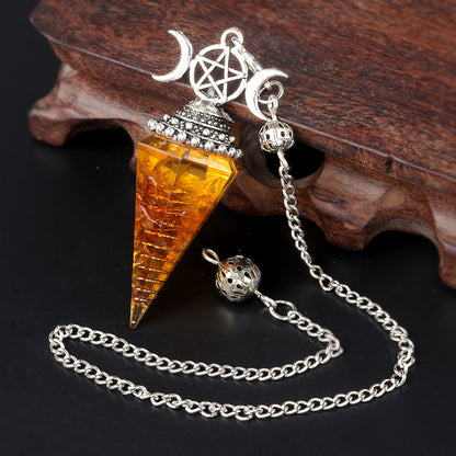Hexagonal Pyramid Crystal Gemstone Pendant Necklace
