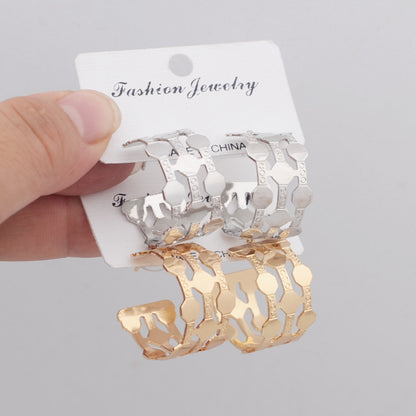 Dainty Hollow-Out Circular Earrings | Geometric Alloy Earrings for Women