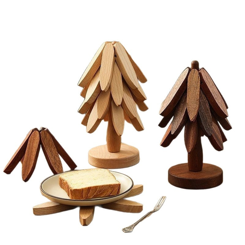 Wooden Tree Trivet & Placemat Set | Heat-Resistant | Natural Wood & Walnut
