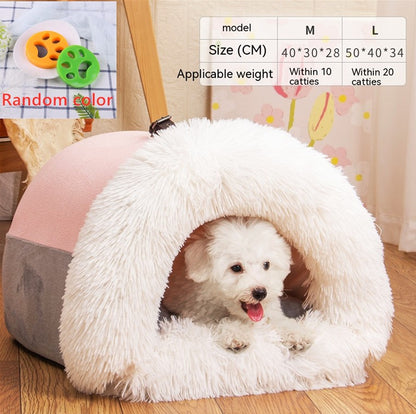 Portable Plush Pet Bed – Warm Nest for Dogs & Cats | 6 Colours | Sizes M & L