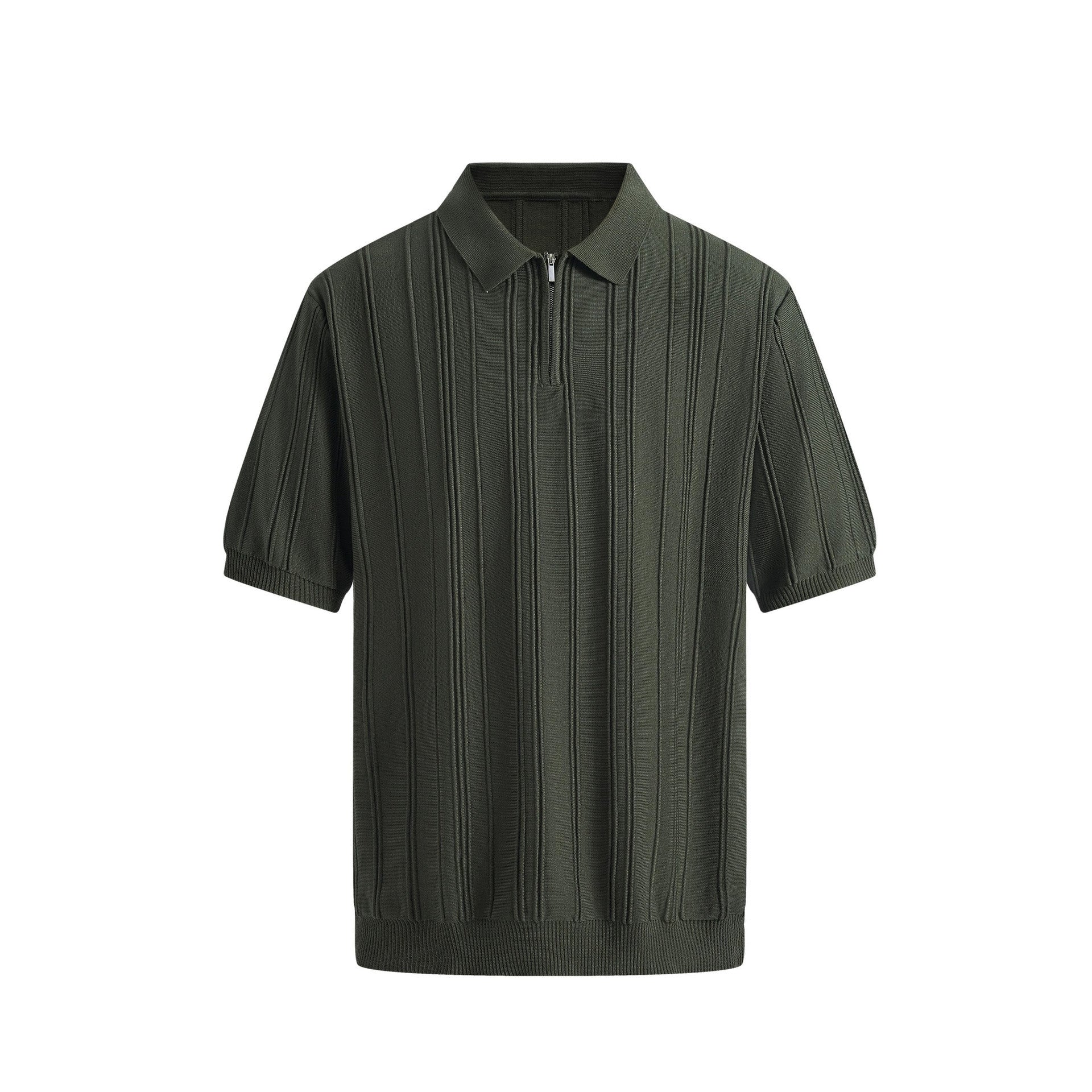 Men's Half-Zip Knitted Short Sleeve Sweater | Slim Fit