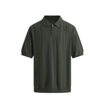Men's Half-Zip Knitted Short Sleeve Sweater | Slim Fit