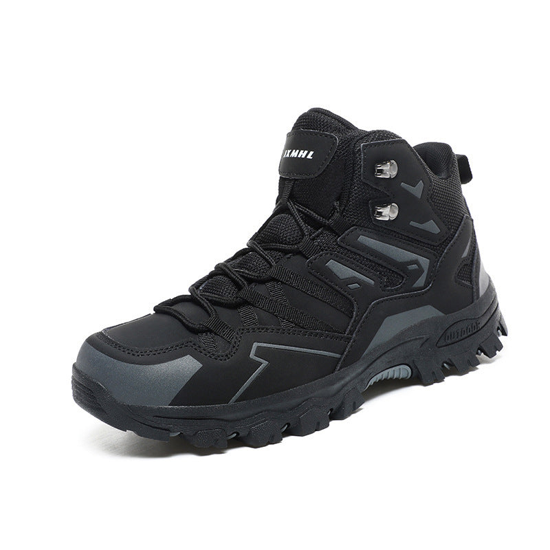 Low-Top Outdoor Hiking Trainers - Flannel Upper Lace-Up Trail Shoes