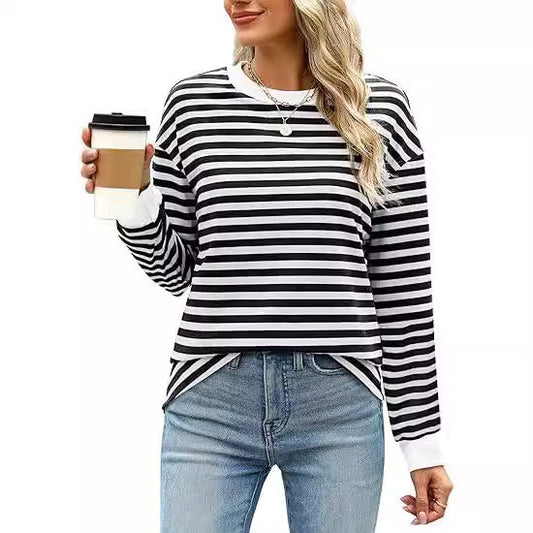 Women's Striped Colour Block Pullover Sweatshirt | S-2XL | 9 Colours