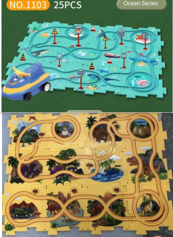 DIY Electric Puzzle Rail Car Track Set — Educational Toy for Kids