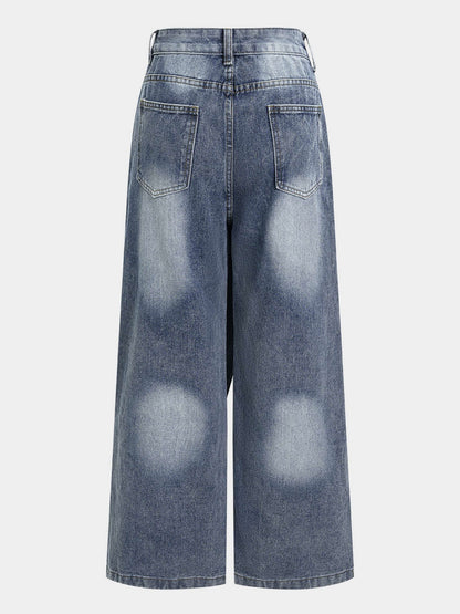 Women's Deconstructed Patchwork Washed Denim Jeans - Blue, S-3XL