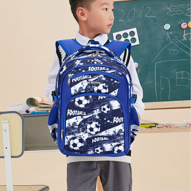 Boys' Football Print School Backpack – 17" Oxford Cloth, 4 Designs