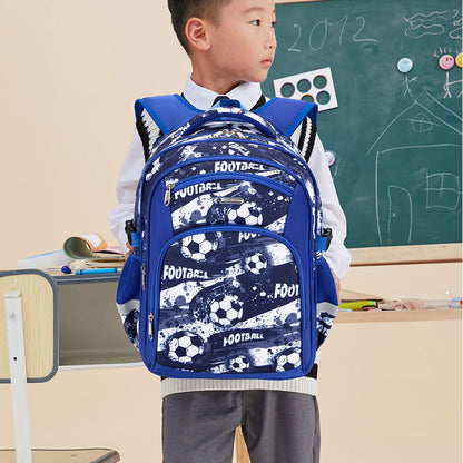Boys' Football Print School Backpack – 17" Oxford Cloth, 4 Designs
