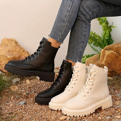 Women's Chunky Heel Ankle Boots – Side Zip Round Toe | EU 35–42