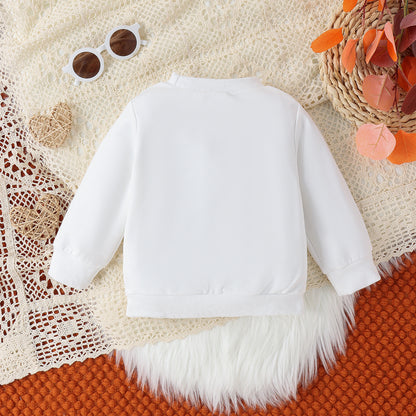 Girls Letter Print Cotton Sweatshirt – Long Sleeve Kids Pullover