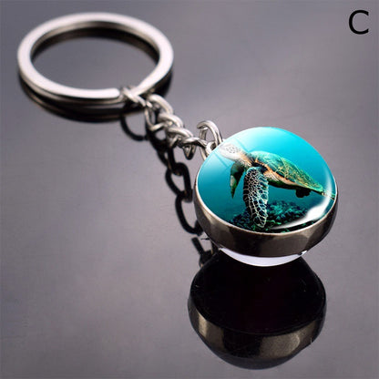 Double-Sided Glass Ball Keyring | Nature & Animal Designs