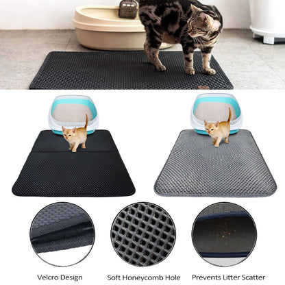 Waterproof Cat Litter Mat – EVA Honeycomb Double Layer | Foldable | Sizes XS–L