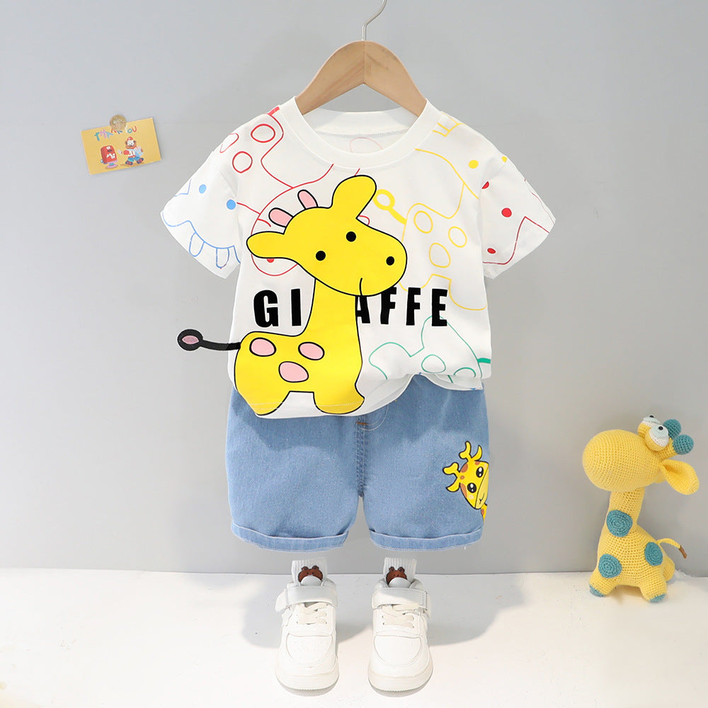Children's Deer Print Shirt & Shorts Set | Cotton