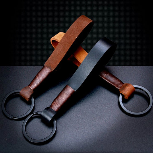 Genuine Cowhide Leather Keychain | Minimalist Skin-Grain Strap | 7 Colours