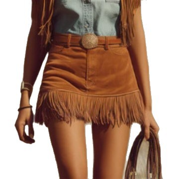 Women's Faux Suede Fringe Mini Skirt