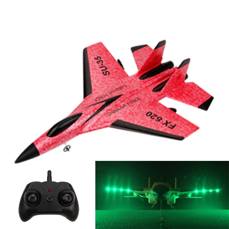 RC Fighter Jet Glider Toy - EVA Fixed-Wing Aircraft with LED Lights