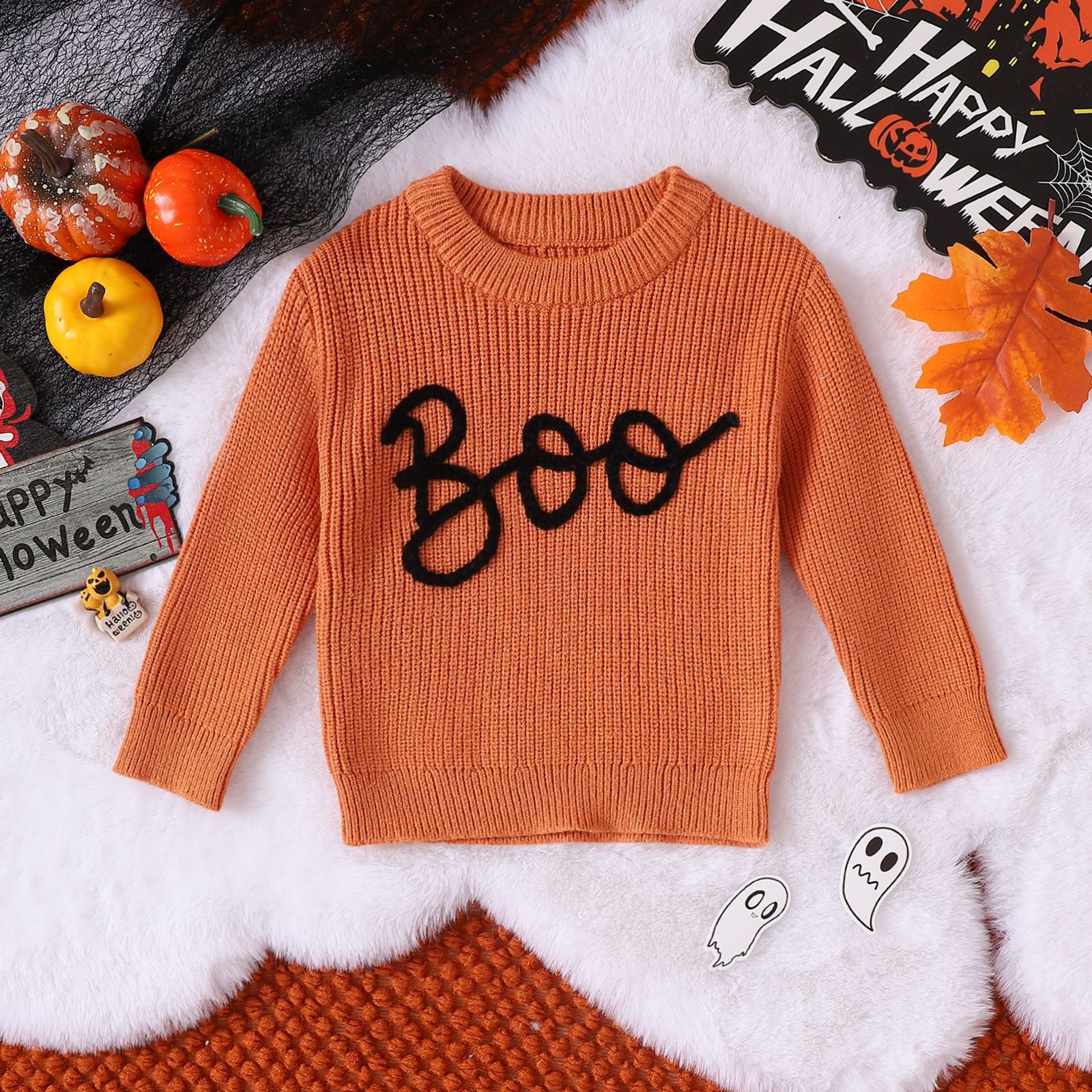 Baby Cartoon Ghost Print Long Sleeve Sweatshirt