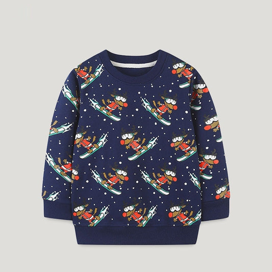 Children's Cartoon Print Terry Cotton Pullover Sweatshirt | Boys | Age 2-7