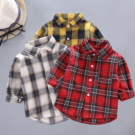 Children's Plaid Shirt | Unisex Cotton Long Sleeve Top