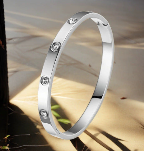Women's Stainless Steel Bangle | Zircon & Diamond Detail | 9 Styles