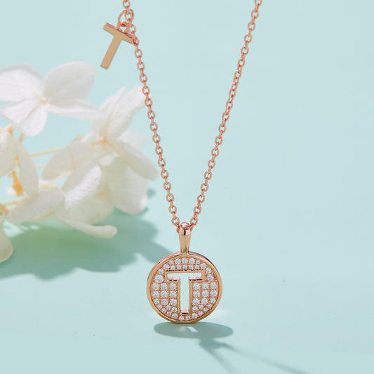 Moissanite Letter T Necklace | Platinum-Plated S925 Silver | GRA Certified