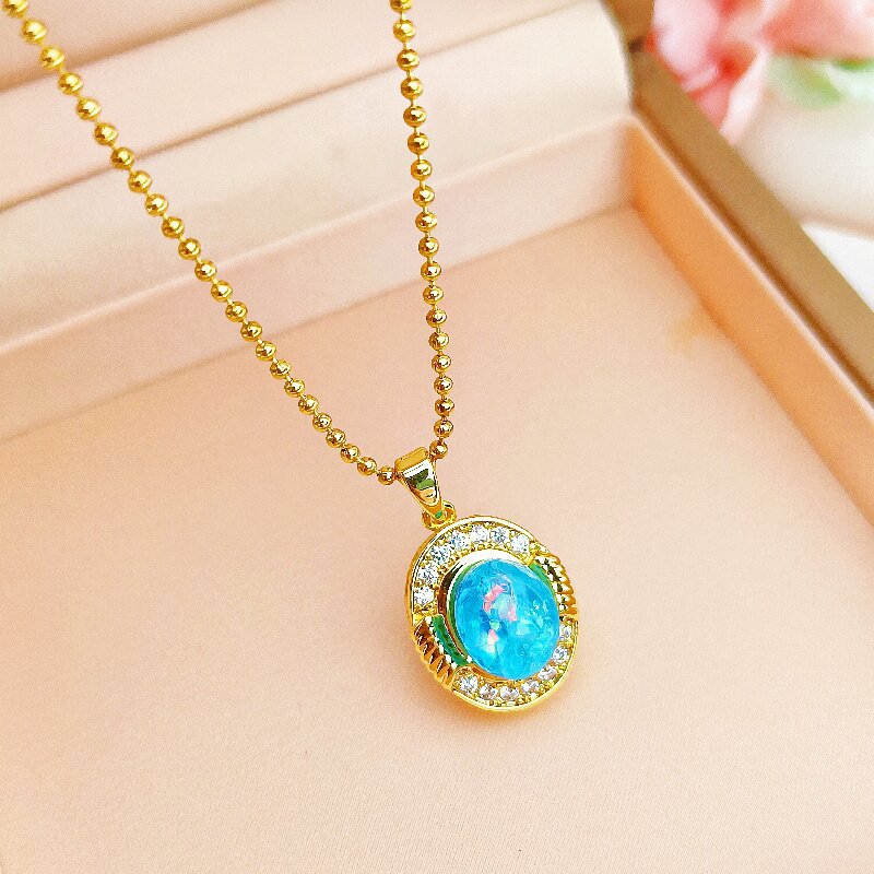 Women's 18K Gold-Plated Bead Chain Necklace | Geometric Starry Sky