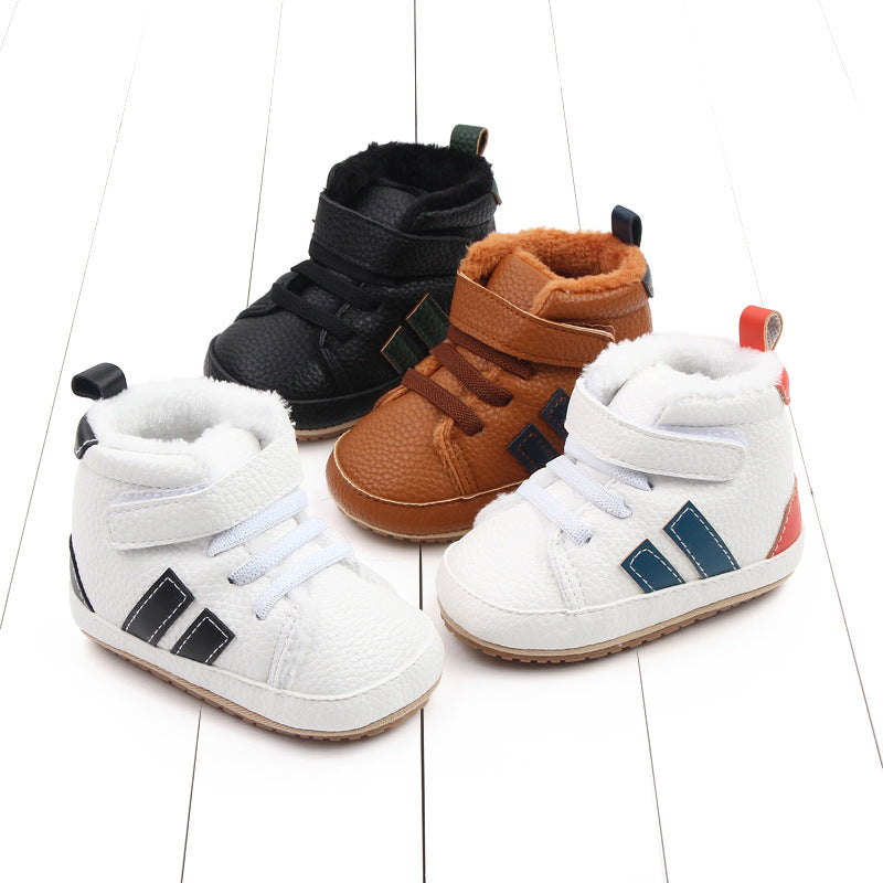 Baby High-Top Velcro Shoes | Unisex Soft Sole Infant Trainers 11-13cm