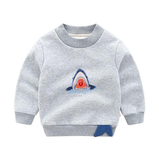 Boys' Fleece Hooded Pullover Sweatshirt | Cartoon Animal Print 90–140cm