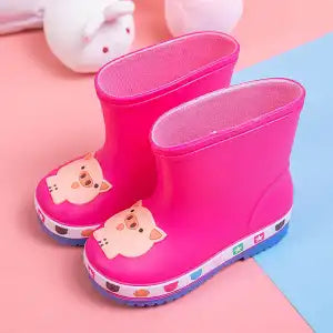 Kids Dinosaur Waterproof Rain Boots – Plain & Fleece-Lined