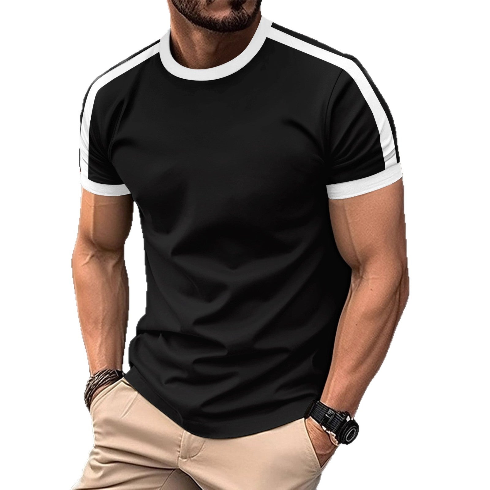 Men's Casual Short-Sleeve Mesh T-Shirt – Lightweight Polyester