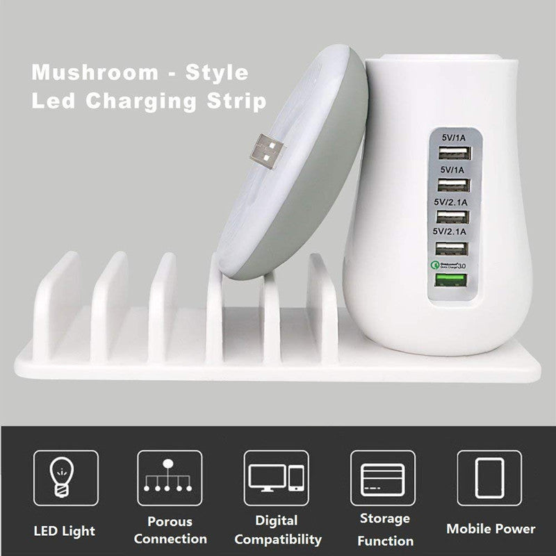 2-in-1 Mushroom LED Desk Lamp with USB Charging Dock QC 3.0