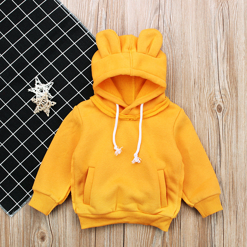 Children's Bear Ear Fleece Hooded Pullover | Toddler & Kids Long Sleeve Sweater