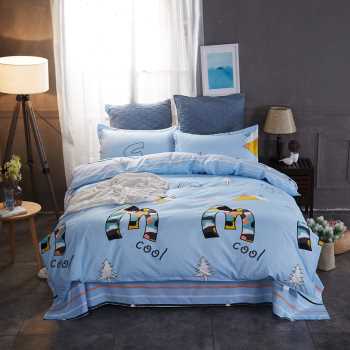 Cartoon Print Twill Polyester Bedding Set – 4-Piece, 17 Colours