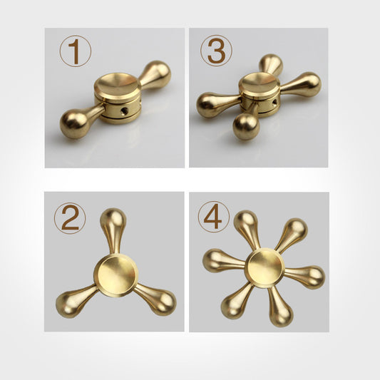 Pure Copper 6-Arm Gyro Spinning Top Fidget Toy | Premium EDC Desk Toy