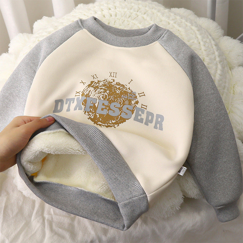 Children's Cartoon Fleece Pullover Sweatshirt | Thickened Winter Top