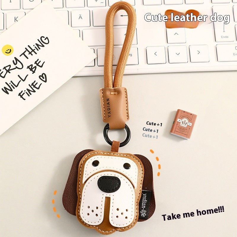 Leather Puppy Dog Keychain | Bulldog & Beagle